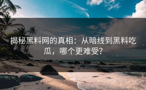 揭秘黑料网的真相：从暗线到黑料吃瓜，哪个更难受？