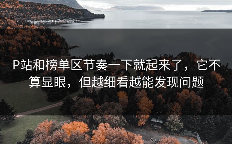 P站和榜单区节奏一下就起来了，它不算显眼，但越细看越能发现问题