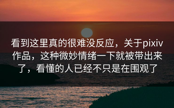 看到这里真的很难没反应，关于pixiv作品，这种微妙情绪一下就被带出来了，看懂的人已经不只是在围观了